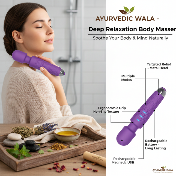 AyurvedicWala Deep Relaxation Body Massager – Rechargeable Full Body Pain Relief Device